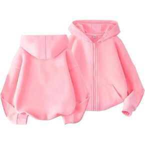 BILIKEYU Boys Girls Fleece Coats Zip up Solid Color Fall Winter Hooded Outwear Jackets with Pockets for Kids 1