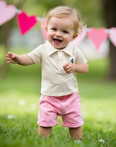 Toddler Baby Girl Boy Short Sleeve Golf Club Embroidery Polo Shirt Lapel Button Striped Shirts Summer Clothes in Saudi Arabia