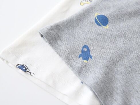 Irsutey Toddler Baby Boys Lapel Collar Button Down Tees Color Block Cute Astronaut Prints Short Sleeve Summer Cotton Top in Saudi Arabia