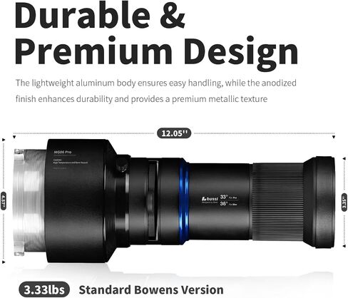 MG06 Pro Optical Bowens Mount Snoot kit with 30 gobos, 33° Lens Optical Snoot Spotlight for Photography Spotlight Projector kit, (Bowens Mount for Strobe Lights) in Kuwait