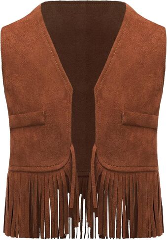 Baby Boys Western Cowboy Open Front Vest Halloween Party Suede Fringe Tassels Waistcoat in Saudi Arabia