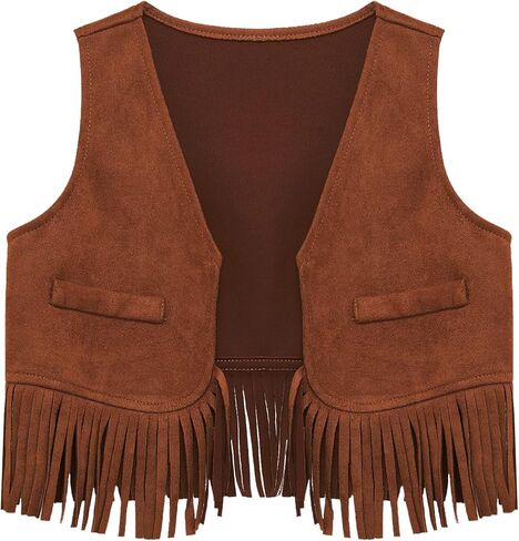 Baby Boys Western Cowboy Open Front Vest Halloween Party Suede Fringe Tassels Waistcoat in Saudi Arabia