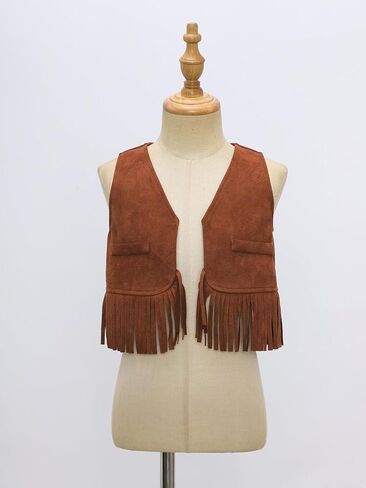 Baby Boys Western Cowboy Open Front Vest Halloween Party Suede Fringe Tassels Waistcoat in Saudi Arabia