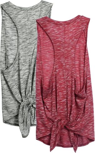 قميص بدون أكمام للتمرين من آيسي زون للنساء - ملابس رياضية برباط خلفي للتمارين الرياضية واليوجا وقمصان للجري والجيم (عبوة من قطعتين) in Kuwait