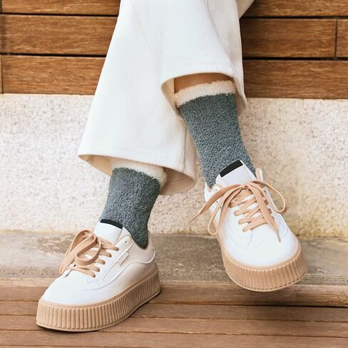 جوارب Premillow Fuzzy للنساء - جوارب منفوشة للسيدات، جوارب مريحة للنساء، جوارب شبشب، جوارب نسائية غامضة فائقة النعومة ومريحة من الصوف المرجاني، سميكة للغاية ودافئة للمنزل الشتوي، 7 أزواج 1 in Kuwait