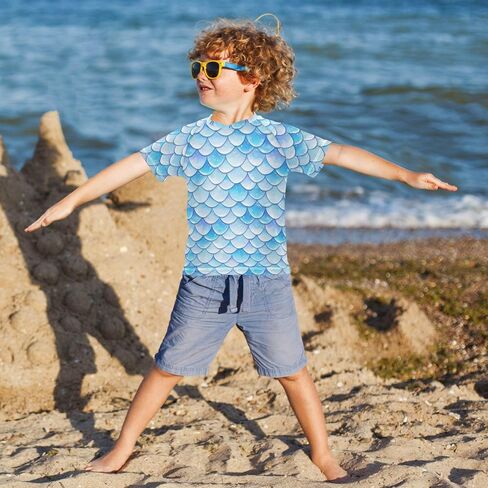 Kids Bathing Suits Boys Short Sleeve Rash Guard Girls in Saudi Arabia