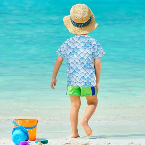 Kids Bathing Suits Boys Short Sleeve Rash Guard Girls in Saudi Arabia