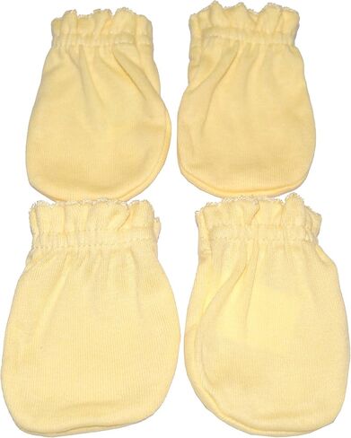 4 Pairs Cotton Newborn Baby/Infant No Scratch Mittens Gloves (Yellow) in Saudi Arabia