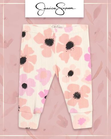 Jessica Simpson Baby Girl Layette Set - 4 Piece Newborn Baby Girl Outfits with Onesie Bodysuit Baby Pants Hat & Socks (0-9M) in Saudi Arabia