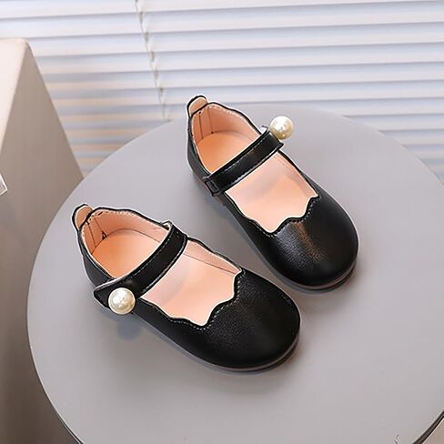 Girls Ballerina Strap Dress Ballet Flat Shoes Pearl Closed Toe Solid Mary Jane Dress Shoes for Kids Wedding Party in Kuwait