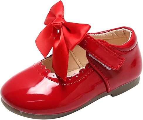 Flower Girl Dress Shoes Soft Princess Mary Jane Ballet Flats with Bow Hook Loop for Toddler Wedding Party Dance Shoes in Kuwait