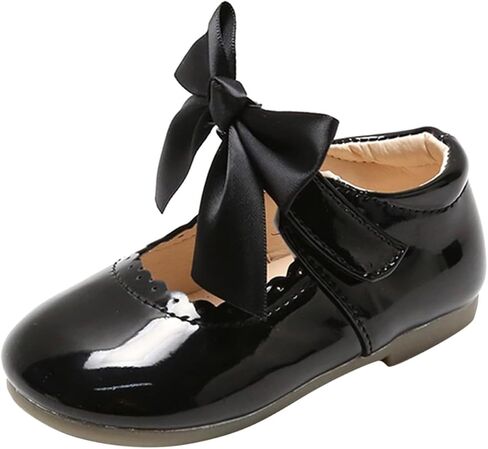 Flower Girl Dress Shoes Soft Princess Mary Jane Ballet Flats with Bow Hook Loop for Toddler Wedding Party Dance Shoes in Kuwait