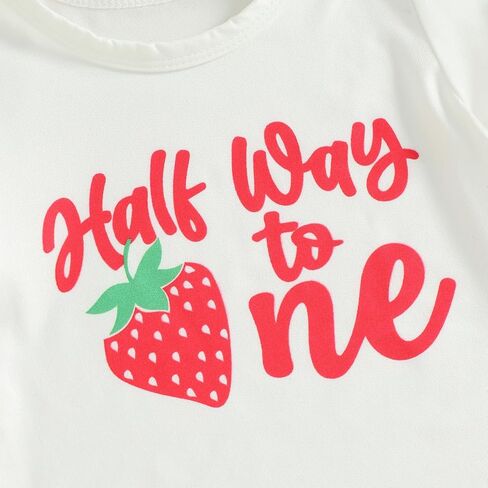 Baby Girl Birthday Outfit 1/2 Half Way To One Short Sleeve Watermelon Romper Ruffle Bloomer Skirt Set Summer Clothes in Saudi Arabia