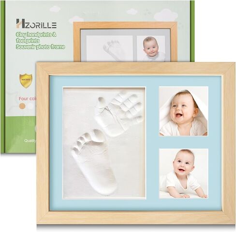 Baby Hand and Footprint Kit,Footprint Kit for Boy or Girl,Keepsake Handprint Kit Newborn Nursery Picture Frame Timeless Gifts for Baby Shower and Registry (white) in Kuwait