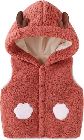 Infant Boys Girls Thicken Fleece Vest Cute Hood Sleeveless Jacket Windproof Warm Coat Outerwear in Kuwait