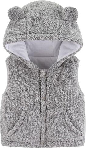 Infant Boys Girls Thicken Fleece Vest Cute Hood Sleeveless Jacket Windproof Warm Coat Outerwear in Kuwait