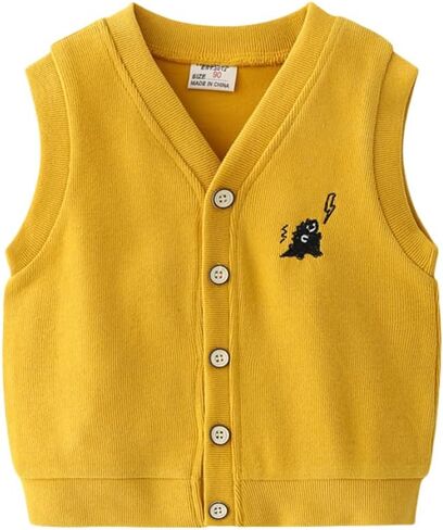 Toddler Baby Boys Knit Sweater Vest Sleeveless V Neck Solid Color Cute Pattern Fall Winter Top Waistcoat Clothes in Saudi Arabia