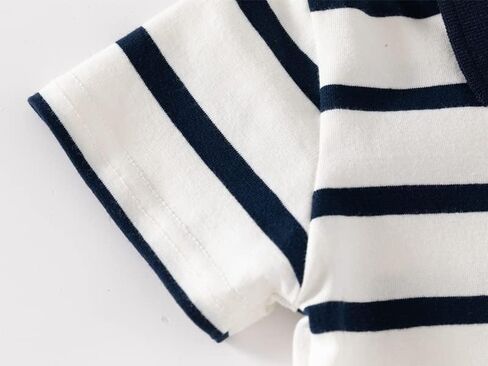 Toddler Baby Boys Short Sleeve Casual Pique Polo Shirt Kids Striped Print Button School Uniform Summer Cute Soft Tops in Saudi Arabia