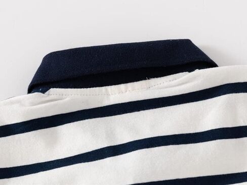 Toddler Baby Boys Short Sleeve Casual Pique Polo Shirt Kids Striped Print Button School Uniform Summer Cute Soft Tops in Saudi Arabia
