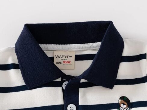 Toddler Baby Boys Short Sleeve Casual Pique Polo Shirt Kids Striped Print Button School Uniform Summer Cute Soft Tops in Saudi Arabia
