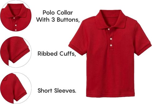 Galaxy by Harvic School Uniform Tagless Polo Tshirt for Toddlers 5-Pack (Sizes 2T - 4T) in Kuwait