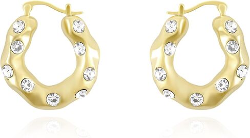Gold Plated Huggie Hoop Earrings for Women Girls, Gold Cubic Zircon Square Diamond Enamel Black Mini Hoop Dangle Earrings Jewelry Gift for Her in Saudi Arabia