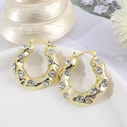 Gold Plated Huggie Hoop Earrings for Women Girls, Gold Cubic Zircon Square Diamond Enamel Black Mini Hoop Dangle Earrings Jewelry Gift for Her in Saudi Arabia