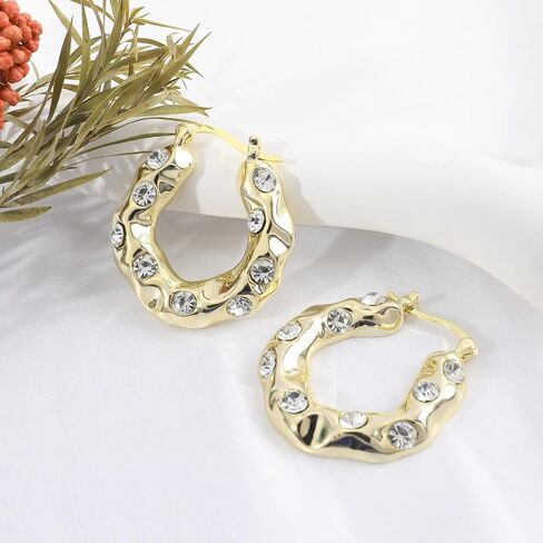 Gold Plated Huggie Hoop Earrings for Women Girls, Gold Cubic Zircon Square Diamond Enamel Black Mini Hoop Dangle Earrings Jewelry Gift for Her in Saudi Arabia