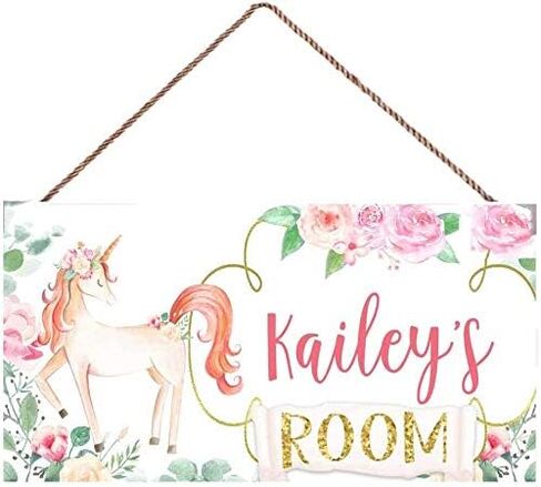 Personalized Floral Name Signs for Girls Room Bedroom Door Hanging Wooden Signs Custom Baby Name with Flowers Door Hanger Baby Nursery Room Customized Kid Room Decor in Saudi Arabia