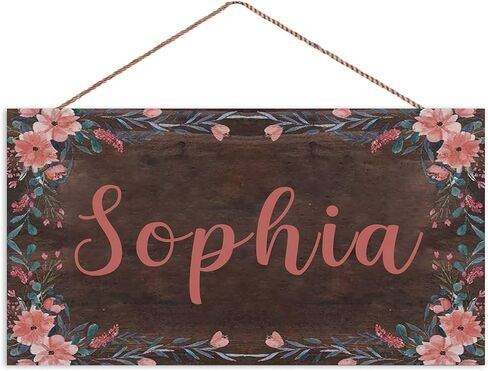 Personalized Floral Name Signs for Girls Room Bedroom Door Hanging Wooden Signs Custom Baby Name with Flowers Door Hanger Baby Nursery Room Customized Kid Room Decor in Saudi Arabia
