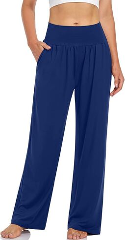 UEU Women's Plus Size High Waisted Yoga Pants Dance Casual Loose Fit Sweatpants Comfy Lounge Pajama Bottoms Stretch Pant with Pockets in Saudi Arabia