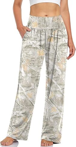 UEU Women's Plus Size High Waisted Yoga Pants Dance Casual Loose Fit Sweatpants Comfy Lounge Pajama Bottoms Stretch Pant with Pockets in Kuwait
