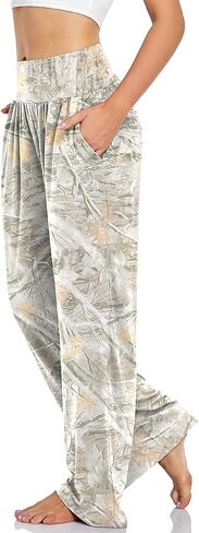 UEU Women's Plus Size High Waisted Yoga Pants Dance Casual Loose Fit Sweatpants Comfy Lounge Pajama Bottoms Stretch Pant with Pockets in Kuwait
