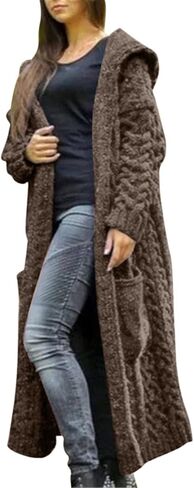 SHAOBGE Sweater Formal Coat Solid Solid Sweater Winter Long Knitted Pocket Loose Women Light Sweaters for Women Open in Saudi Arabia