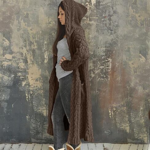 SHAOBGE Sweater Formal Coat Solid Solid Sweater Winter Long Knitted Pocket Loose Women Light Sweaters for Women Open in Saudi Arabia