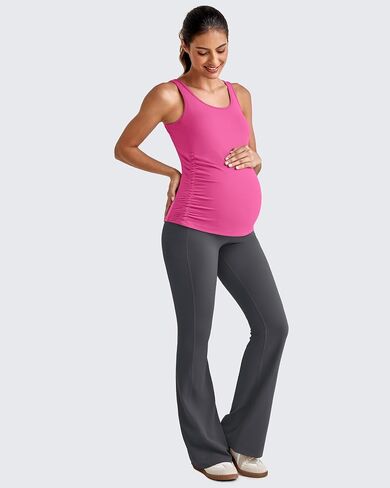 G4Free BareFeel Built in Bra Maternity Tank Tops with Removable Pads Ruched Sleeveless Stretchy Pregnancy Yoga Workout Shirts in Saudi Arabia
