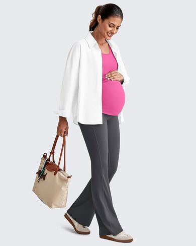 G4Free BareFeel Built in Bra Maternity Tank Tops with Removable Pads Ruched Sleeveless Stretchy Pregnancy Yoga Workout Shirts in Saudi Arabia