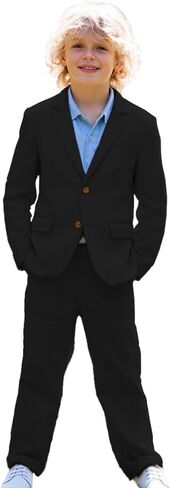 Boys Linen Suit Set for Weddings Special Occasions Toddler Boy Summer Suit Lightweight Kids Formal Tuxedos in Kuwait