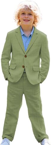 Boys Linen Suit Set for Weddings Special Occasions Toddler Boy Summer Suit Lightweight Kids Formal Tuxedos in Kuwait