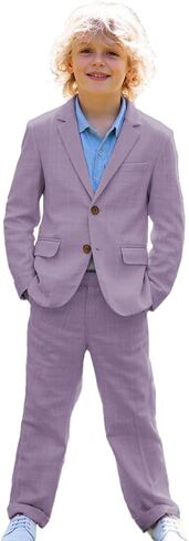Boys Linen Suit Set for Weddings Special Occasions Toddler Boy Summer Suit Lightweight Kids Formal Tuxedos in Kuwait