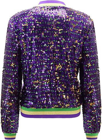 Heevina Mardi Gras Sequin Jackets For Women Sparkly Zipper Shiny Glitter Bomber Jacket Sparkly Tops Carnival 2025 in Saudi Arabia
