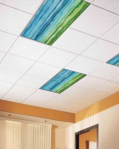Fluorescent Light Covers for Drop Ceiling Blue Purple Gradient Stripe Magnetic Light Filters, Abstract Geometric Art Ceiling Shade Filters for Home Classroom Office,2x4 ft,4Packs in Saudi Arabia