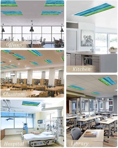Fluorescent Light Covers for Drop Ceiling Blue Purple Gradient Stripe Magnetic Light Filters, Abstract Geometric Art Ceiling Shade Filters for Home Classroom Office,2x4 ft,4Packs in Saudi Arabia