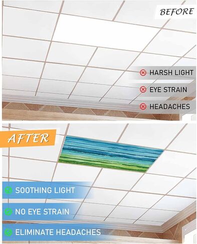 Fluorescent Light Covers for Drop Ceiling Blue Purple Gradient Stripe Magnetic Light Filters, Abstract Geometric Art Ceiling Shade Filters for Home Classroom Office,2x4 ft,4Packs in Saudi Arabia