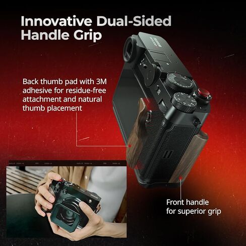 HANDGRIP SMALLERIG خشبي ل FUJIFILM GFX100RF ، لوحة تركيب الشكل L مع قبضة مزدوجة (أمامية وخلفية) ، لوحة إطلاق سريعة مدمجة ل ARCA ، زر الغالق ، الوزن 0.15 رطل/70 جرام ، الفضة-5265 in Kuwait