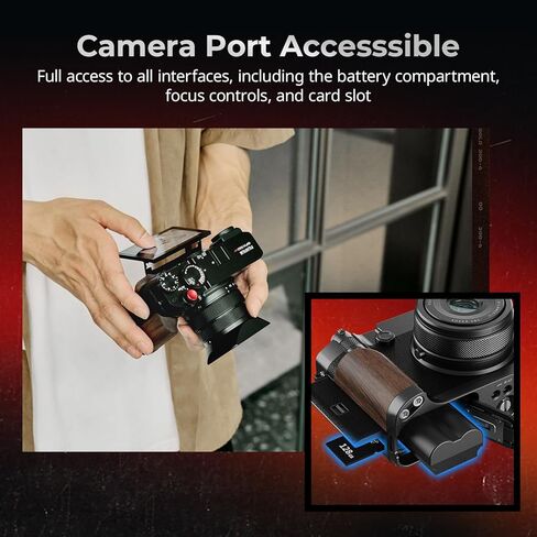 HANDGRIP SMALLERIG خشبي ل FUJIFILM GFX100RF ، لوحة تركيب الشكل L مع قبضة مزدوجة (أمامية وخلفية) ، لوحة إطلاق سريعة مدمجة ل ARCA ، زر الغالق ، الوزن 0.15 رطل/70 جرام ، الفضة-5265 in Kuwait