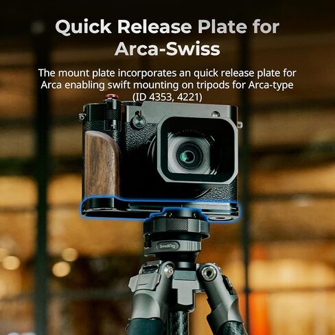 HANDGRIP SMALLERIG خشبي ل FUJIFILM GFX100RF ، لوحة تركيب الشكل L مع قبضة مزدوجة (أمامية وخلفية) ، لوحة إطلاق سريعة مدمجة ل ARCA ، زر الغالق ، الوزن 0.15 رطل/70 جرام ، الفضة-5265 in Kuwait