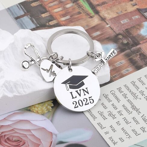 LQRI LVN 2024 Keychain LVN Licensed Vocational Nurse Gifts Medical Caduceus Jewelry LVN Keychain Gift LVN Graduation Gift in Saudi Arabia