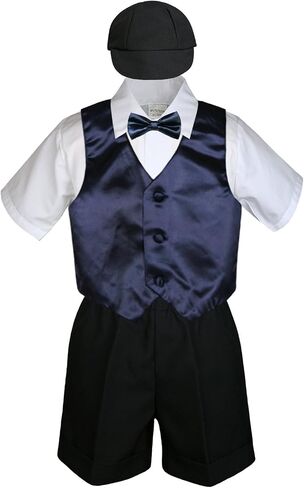 5pc Baby Toddlers Boy Gold Vest Bow Tie Set Black Suit Outfit Cap S-4T (4T) in Saudi Arabia