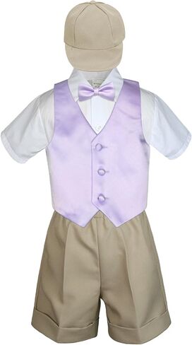 5pc Baby Toddlers Boy Gold Vest Bow Tie Set Black Suit Outfit Cap S-4T (4T) in Saudi Arabia